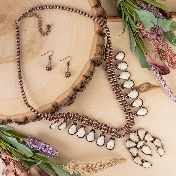 72944 - Squash Blossom Necklace - Ivory & Copper