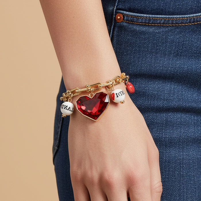 74897 - Heart Charm Bracelet - Red