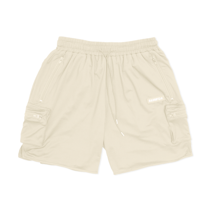 8&9 Everyday Nylon Cargo Shorts in Bone color, perfect for everyday wear with functional pockets and durable material