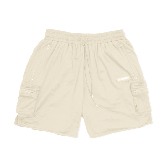8&9 Everyday Nylon Cargo Shorts in Bone color, perfect for everyday wear with functional pockets and durable material