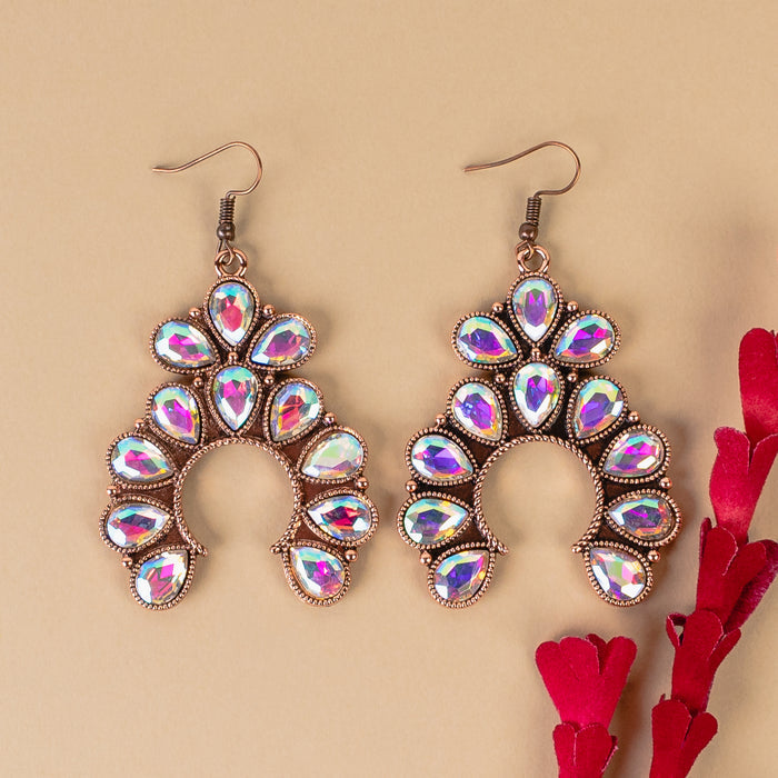 93159 - Crystal Squash Blossom Earrings - Copper & AB