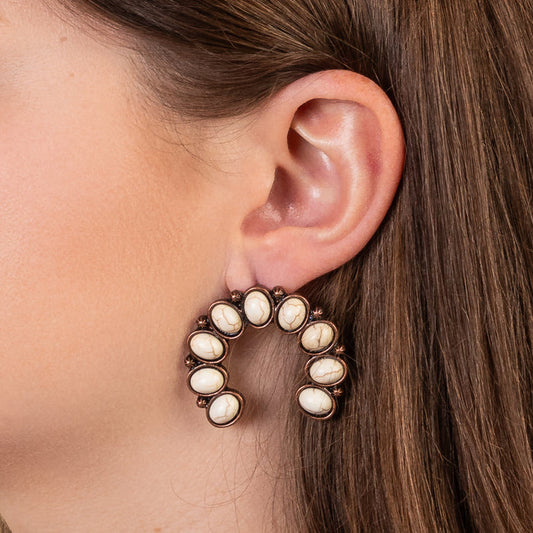 93178 - Squash Blossom Earrings - Ivory & Copper