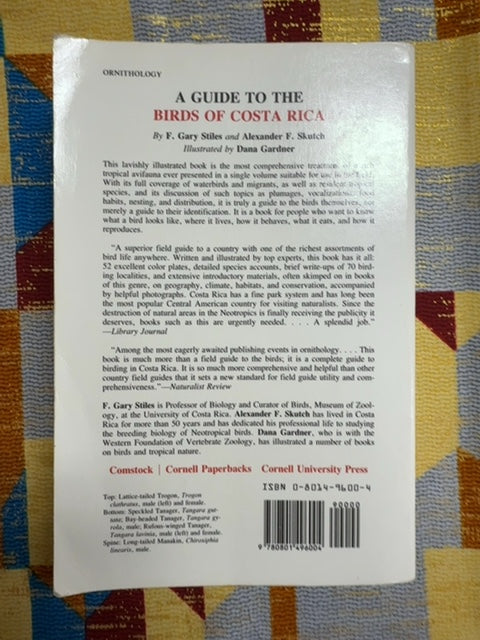 A Guide to the Birds of Costa Rica back cover