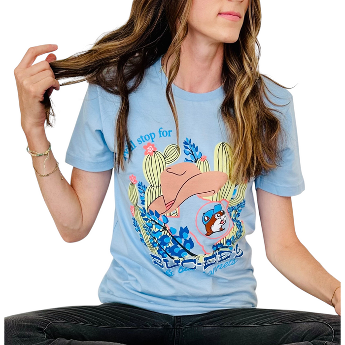 Adult Bluebonnet & Buc-ee's Blue Shirt