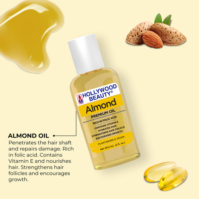 Almond Premium Oil for Hair, Scalp, Skin, and Nails - 2 fl oz