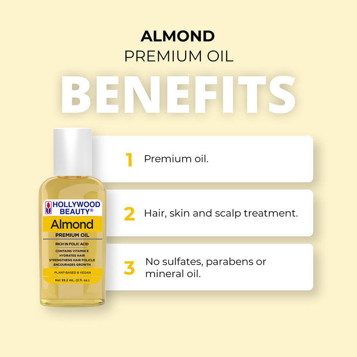 Almond Premium Oil for Hair, Scalp, Skin, and Nails - 2 fl oz