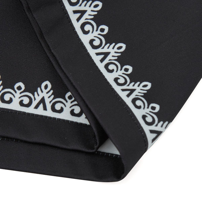 Front view of Almost Someday Daydream black shorts highlighting the waistband and stitching details