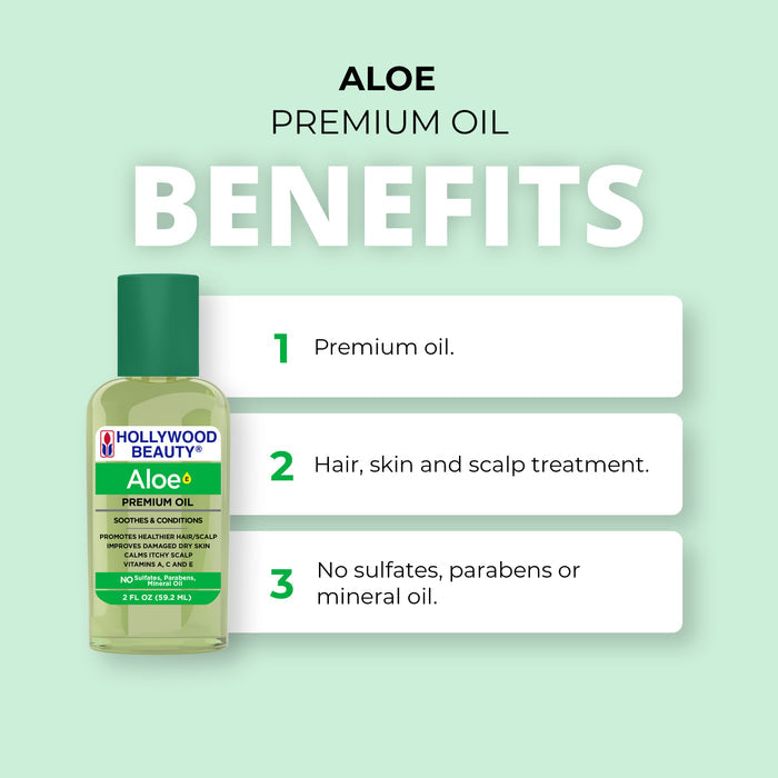 Aloe Premium Oil for Hair, Scalp, Skin, and Nails - 2 fl oz
