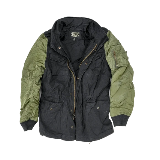 Alpha Industries Women's Fusion Black and Olive Field Jacket - Small - Army & Outdoors - Field Jackets