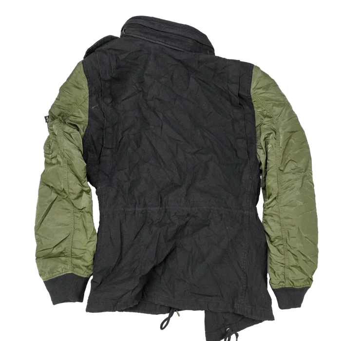 Alpha Industries Women's Fusion Black and Olive Field Jacket - Small - Army & Outdoors - Field Jackets