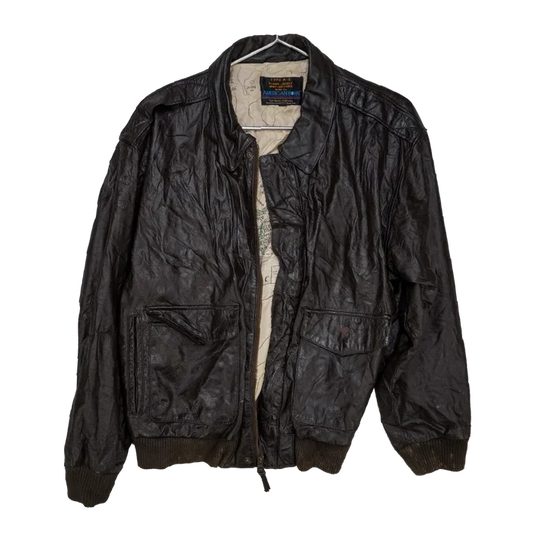 American Born Type A-2 Brown Leather Flight Jacket - XLarge - Army & Outdoors - Flight Jackets