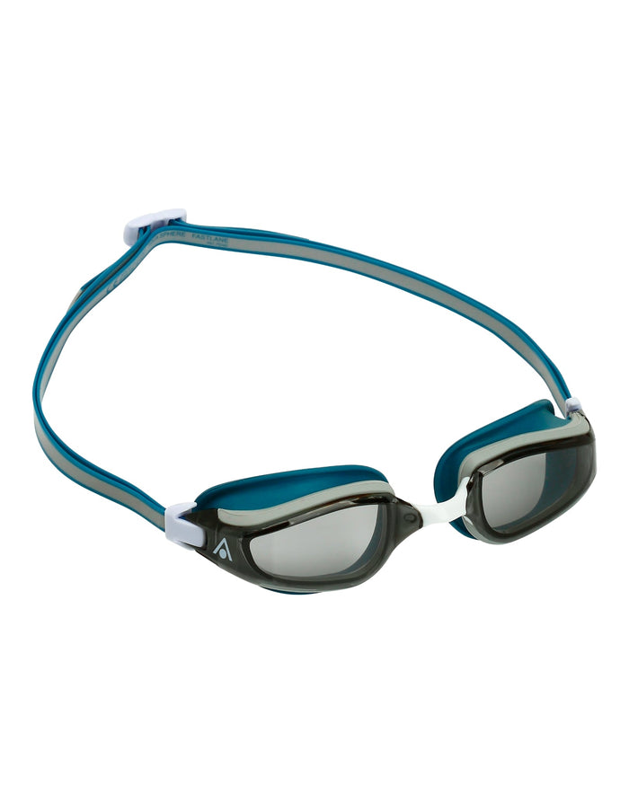 Blue and black Aqua Sphere Fastlane goggles with tinted lens