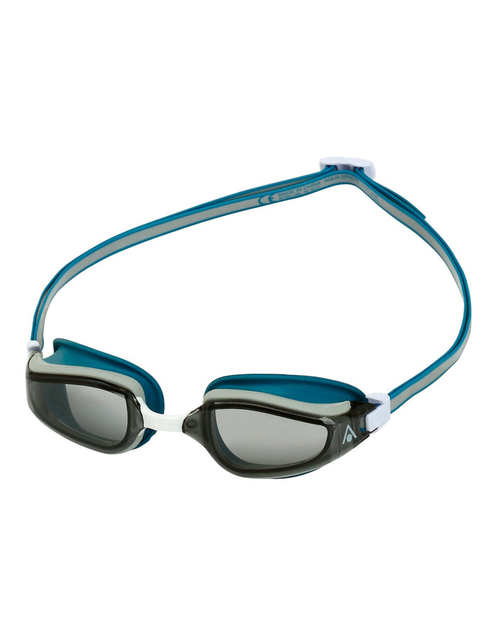 Sleek blue and black Aqua Sphere Fastlane goggles with tinted lens