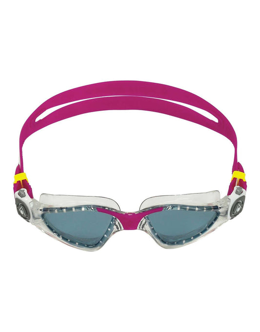 Pink and white Zoggs Kayenne Small Fit goggles with smoke lenses