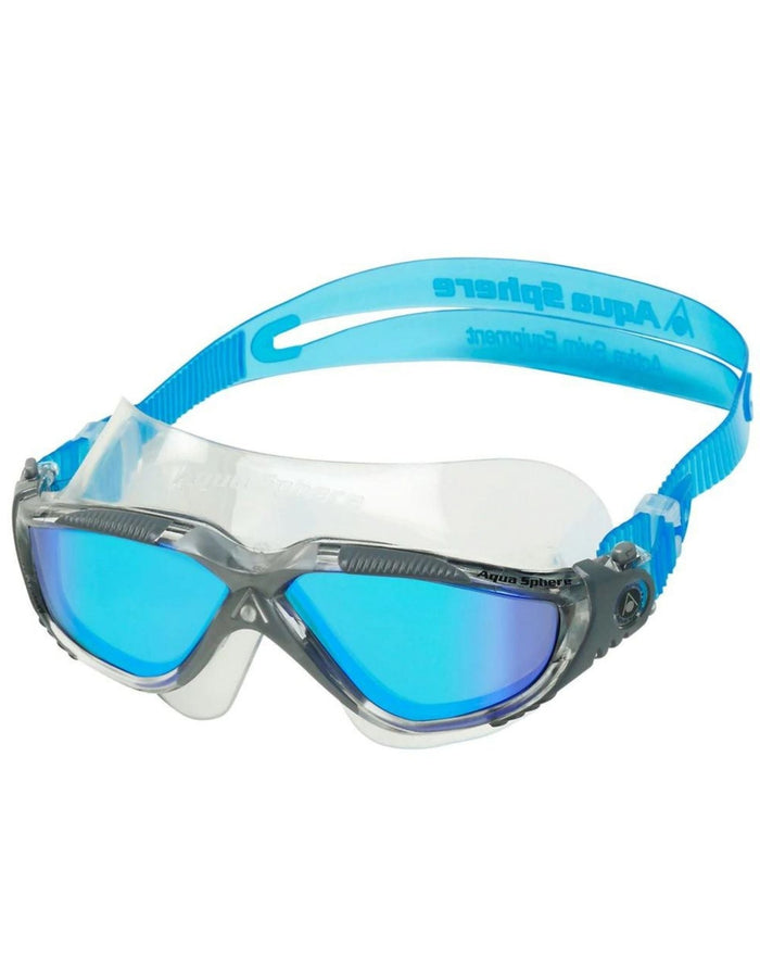 Aqua Sphere Vista mirrored lens swim goggles with blue clear design