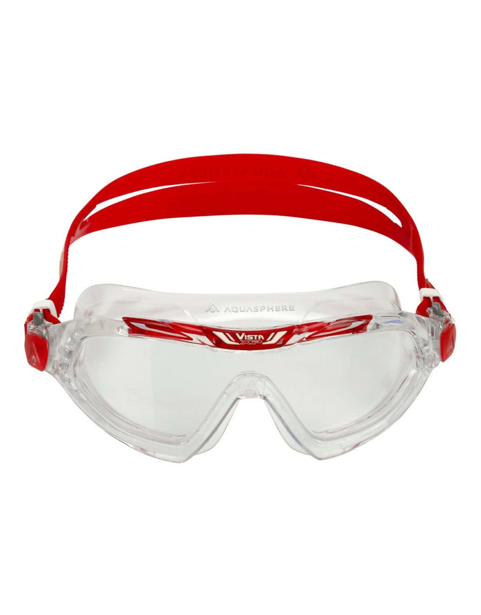 Red clear lens Vista XP swim mask with adjustable strap