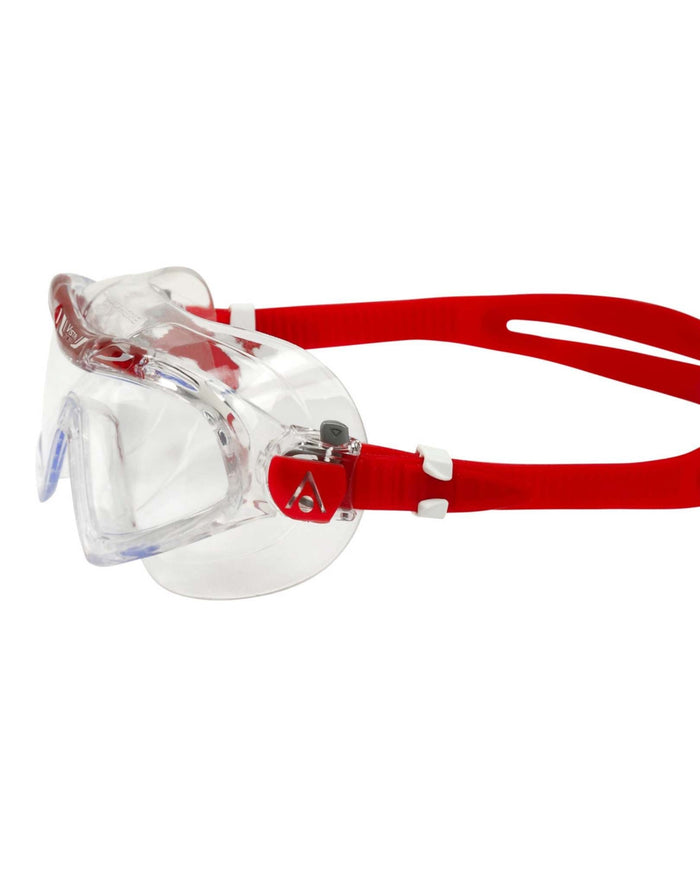 Aqua Sphere Vista XP swim mask with clear lens and red adjustable straps