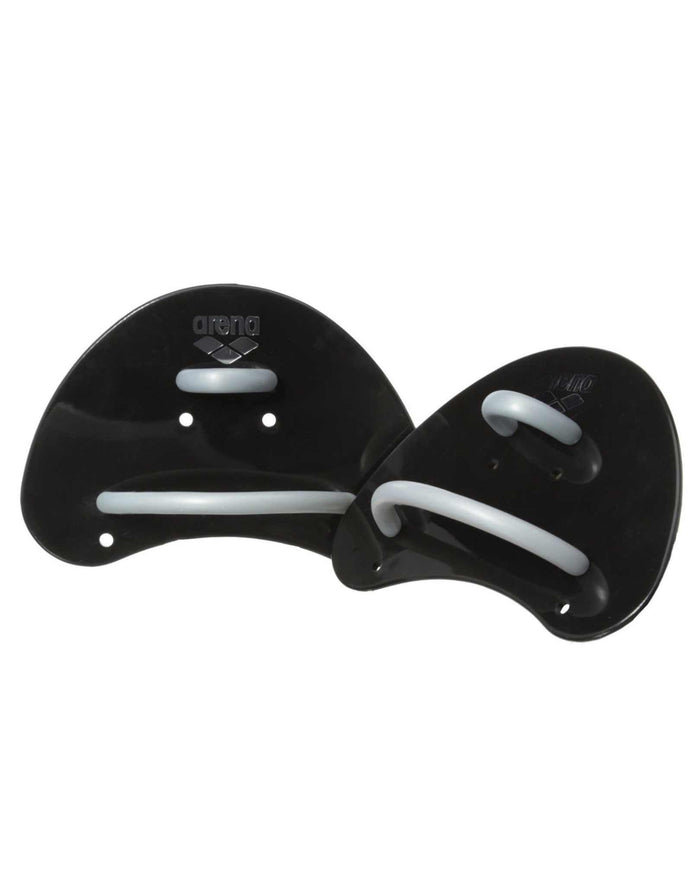 Arena Elite Finger Paddles: black elite finger training aid with white straps