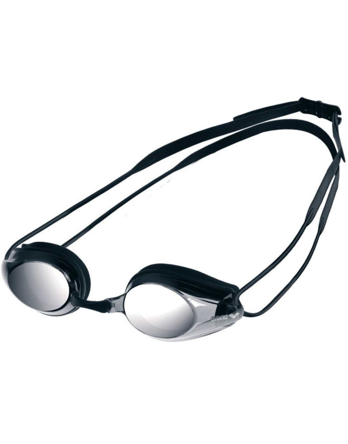 Silver Arena Tracks mirrored lens swim goggles with low profile design