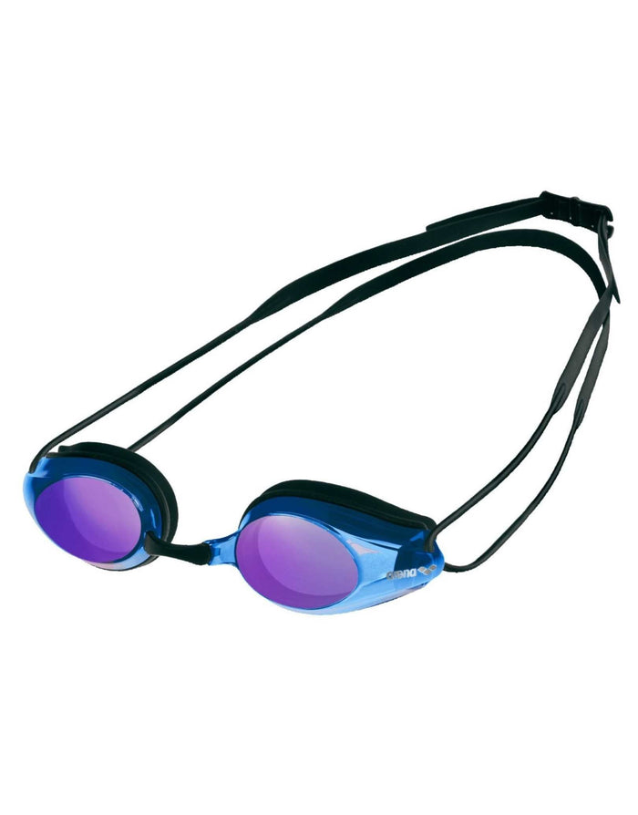 Arena Tracks Mirror Swim Goggles with blue purple low profile mirrored lens