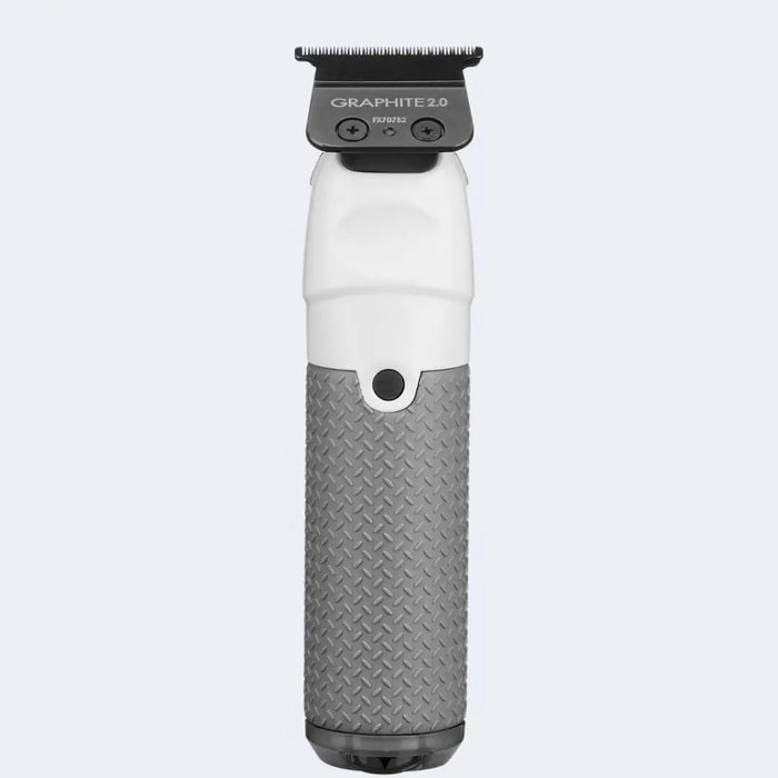 babyliss Hair trimmer with textured gray handle and white body on a light gray background
