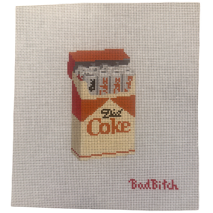 Bad Bitch needlepoint, fridge cigarettes needlepoint, Diet Coke needlepoint, funny needlepoint canvas, hand painted needlepoint canvas, 18 mesh needlepoint, modern needlepoint, cheeky needlepoint canvas, Diet Coke decor, bar cart decor, grandmillennial decor, Palm Beach aesthetic, acrylic tray insert canvas, humorous needlepoint project, trendy needlepoint designs, decorative stitching canvas, contemporary needlepoint, statement needlepoint, gift for stitchers, quirky home decor, retro inspired