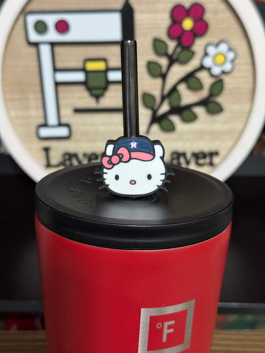 Baseball Cat Straw Charm