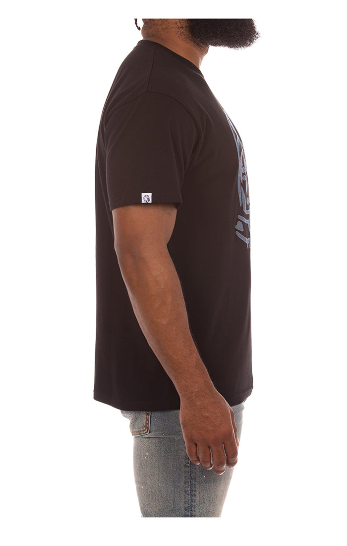 Billionaire Boy's Club Black BB Denim Helmet Short Sleeve Knit Shirt with Style  851-1312