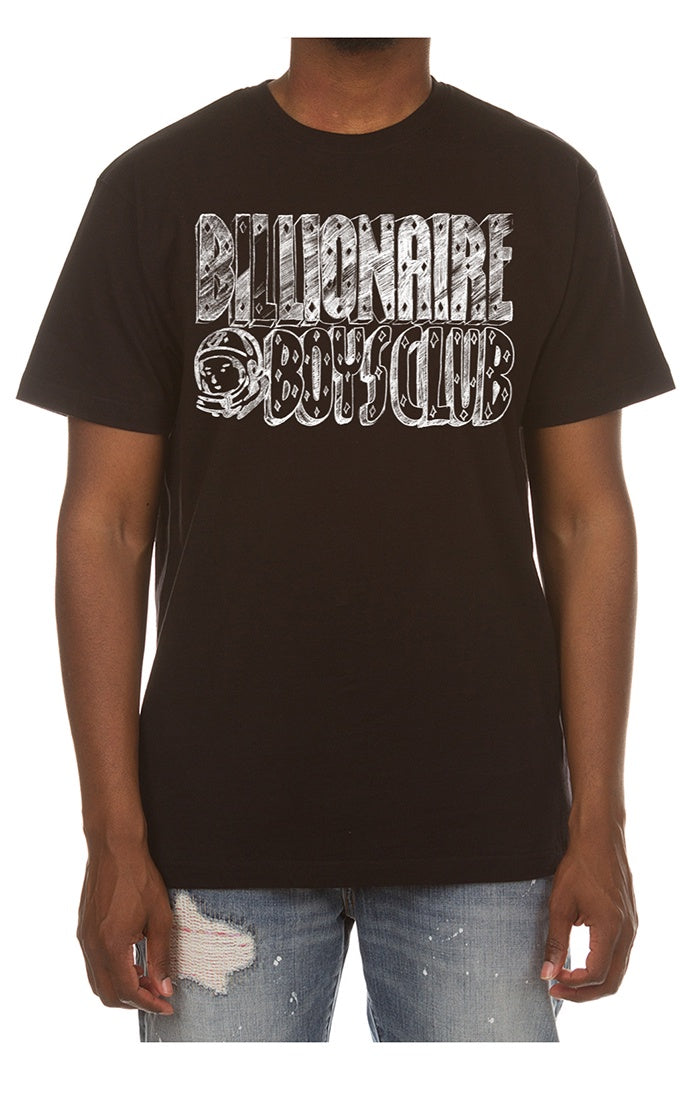 Black BBC Billionaire Boy's Club BB Sketch SS Tee with style number 851-4200, featuring a classic short-sleeve design and bold graphic print