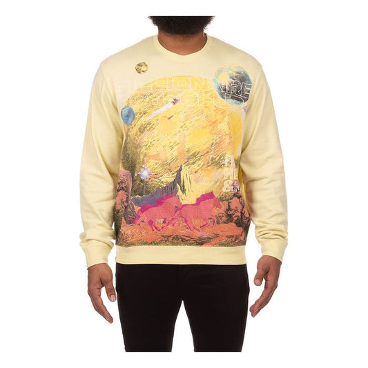 Close-up of BBC Wax Yellow BB Free Crewneck fabric texture and stitching detail