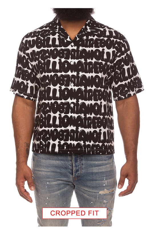 A detailed image of the Billionaire Boy's Club White BB Billi SS Woven shirt, style number 851-4600, showcasing its white woven fabric and stylish design