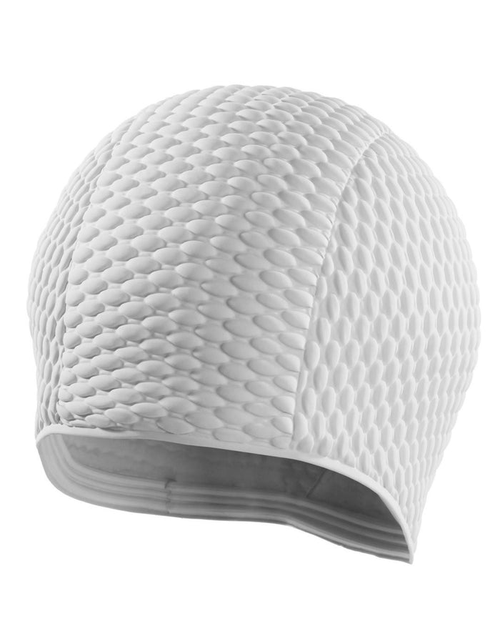 White BECO latex bubble cap with textured ribbed design and elastic band