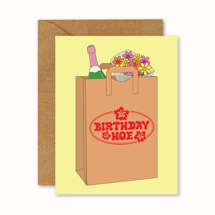 Birthday Hoe Champagne & Flowers Card