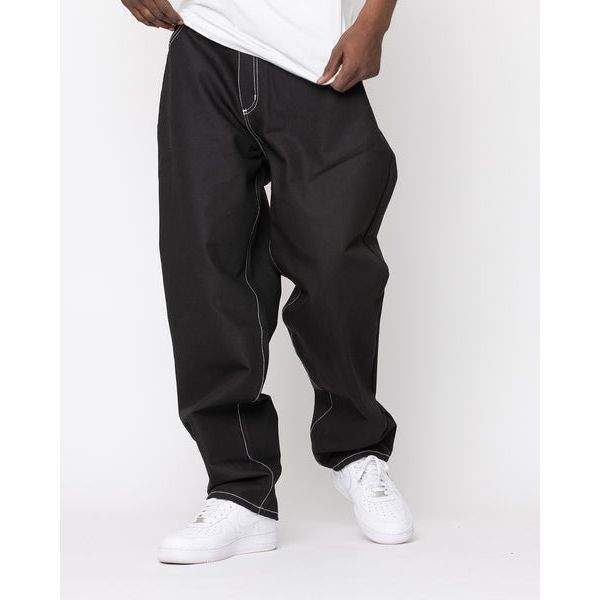 Side view of BLKWD Relaxed XL - Felix Raw Denim jeans featuring a slightly tapered leg and durable denim material