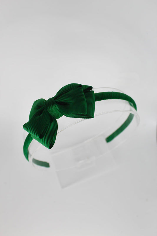 Bow School Hairband - Forest Green