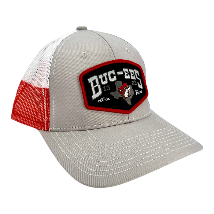 Buc-ee’s Adult Gray Snapback Hat – Texas Flag Mesh Back