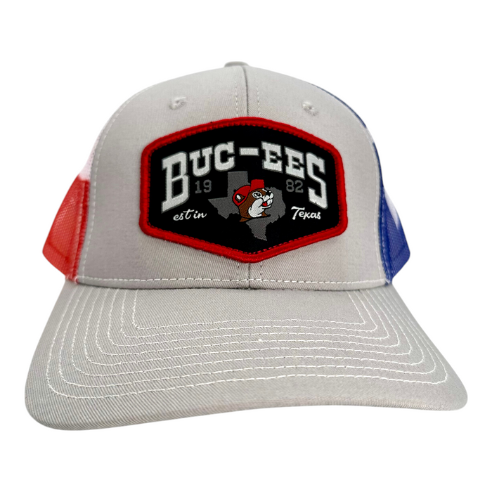 Buc-ee’s Adult Gray Snapback Hat – Texas Flag Mesh Back