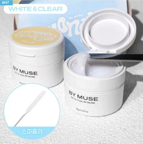 By Muse Mongle Embo Gel – Clear & White 3D Sculpting Gel Set + Free Spatula