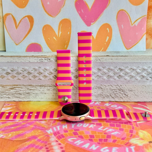 Candy Citrus Stripes Print Silicone Band For Samsung Watch