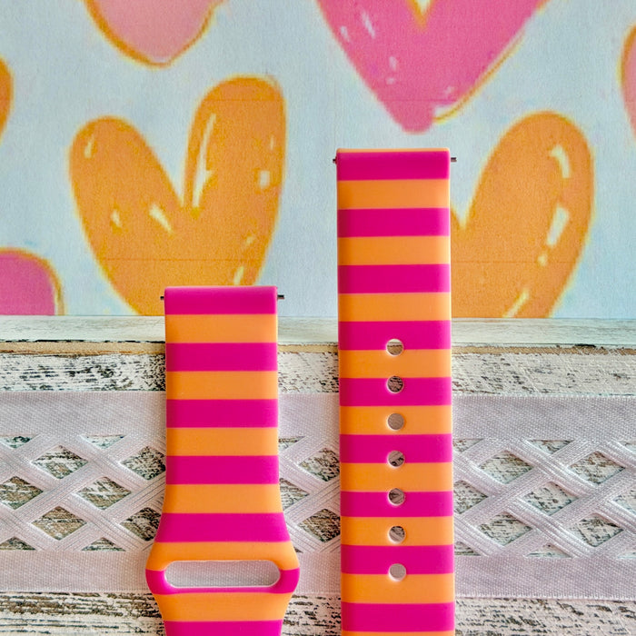 Candy Citrus Stripes Print Silicone Band For Samsung Watch