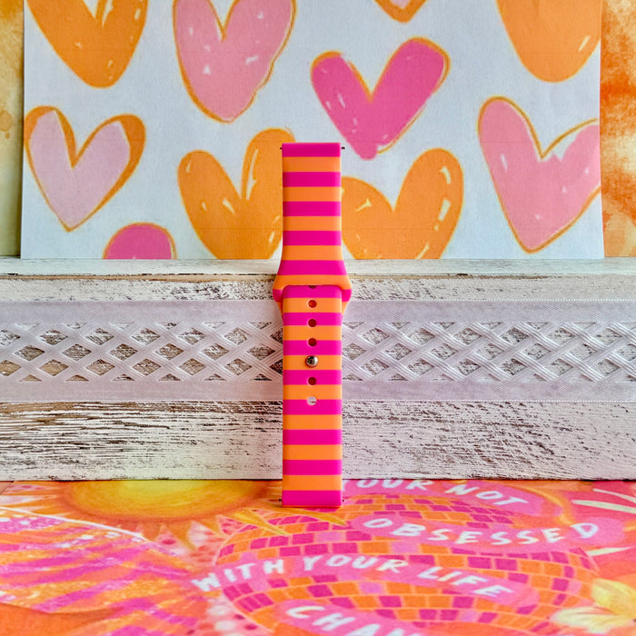 Candy Citrus Stripes Print Silicone Band For Samsung Watch