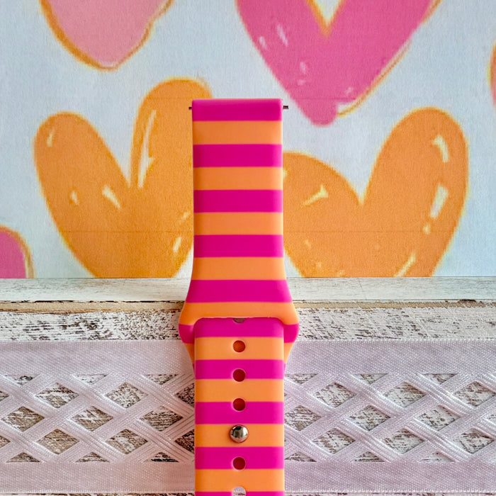 Candy Citrus Stripes Print Silicone Band For Samsung Watch