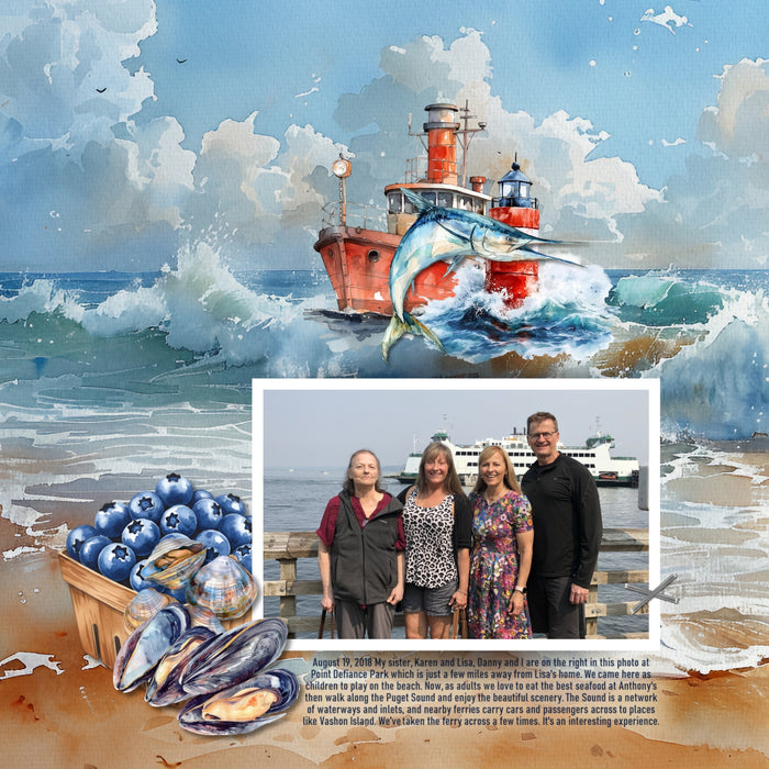 Cape Cod Islands Watercolor Elements Digital Scrapbook Kit