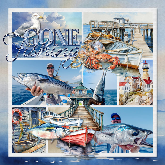Cape Cod Islands Watercolor Papers Digital Scrapbook Kit