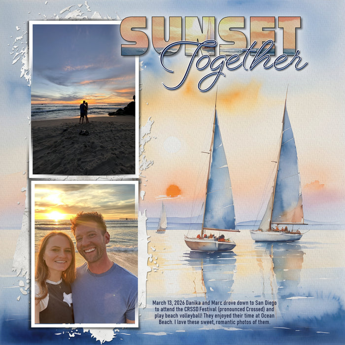 Cape Cod Islands Watercolor Papers Digital Scrapbook Kit