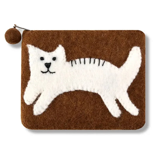 Cat Design Brown Coin Purse
