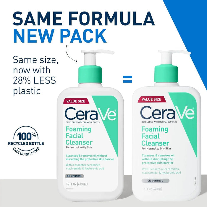 CeraVe Foaming Facial Cleanser Normal Oily Skin 355ml - - Pinky Cosmetics -- United Arab Emirates -- Pinky Cosmetics