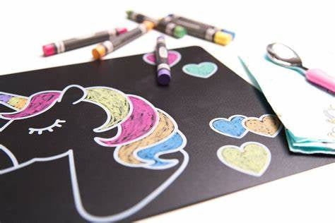 Chalkboard Placemats Unicorn Magic 4 Pk