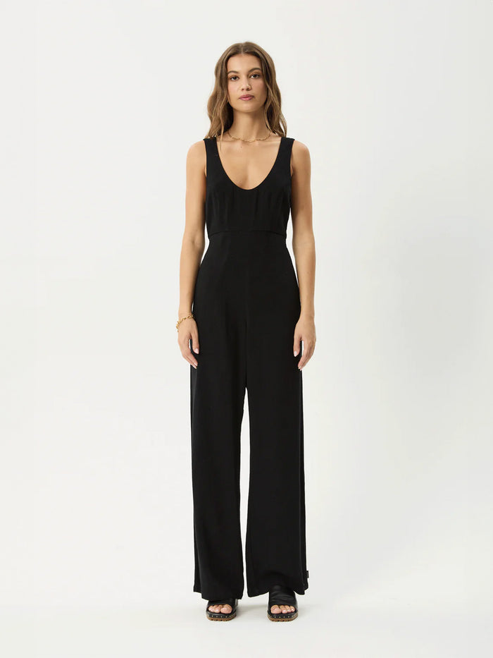 Charlotte - Linen Viscose Jumpsuit | Black-Image 1