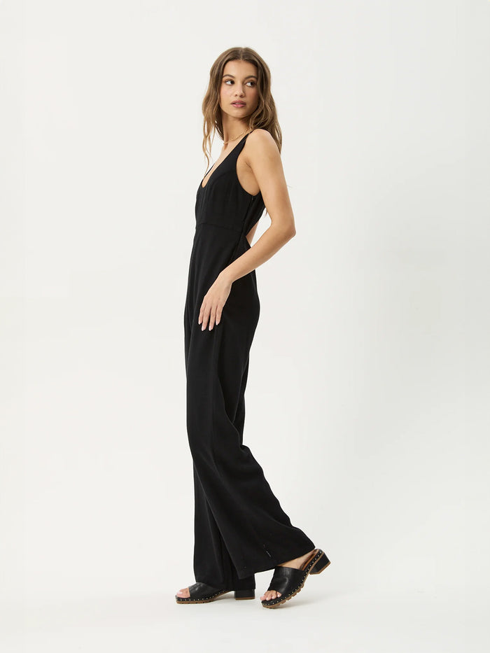 Charlotte - Linen Viscose Jumpsuit | Black-Image 2
